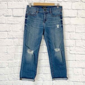 Banana Republic Girlfriend Jeans 30 NWOT Distressed Medium Wash Cropped Stretch
